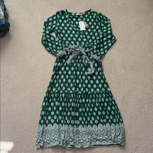Boden Green and White Printed Maxi Dress
